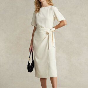 POLO Ralph Lauren Faux Wrap Crepe Midi Dress